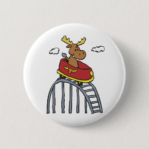 Moose on Roller Coaster   choose background colour 2 Inch Round Button