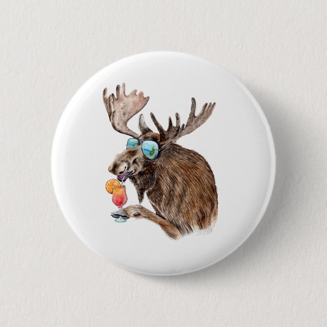 Moose on Vacation 2 Inch Round Button (Front)