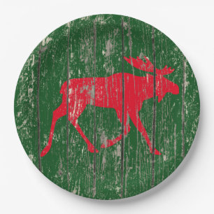 Moose on Your Colour Weathered Wood Paper Plate