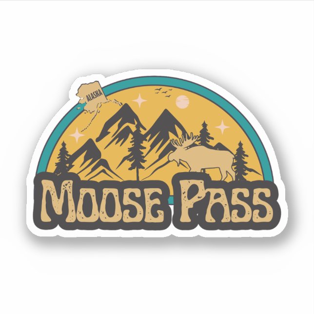 Moose Pass, Autocollant de l'Alaska (Devant)