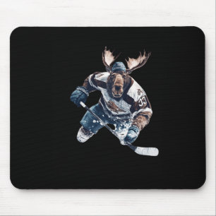 Moose Playing Hockey Humorous Sports Mouse Pad