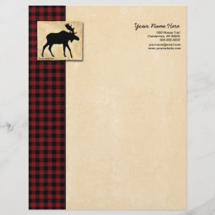 Moose Red Black Check Letterhead