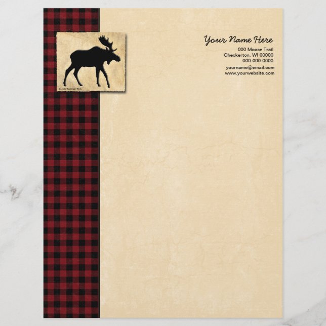 Moose Red Black Check Letterhead (Front)