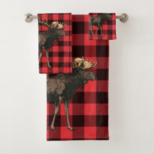 Moose Red Black Plaid Motif