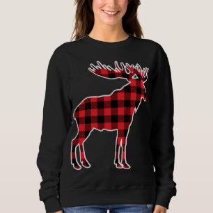 Moose Red Buffalo Plaid Matching Pajama Family Gif Sweatshirt
