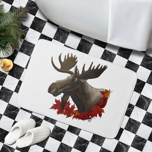 Moose Red Maple Leaves Bath Mat (Creator Uploaded)