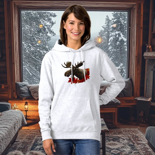 Moose Red Maple Leaves Hoodie (Creator Uploaded)