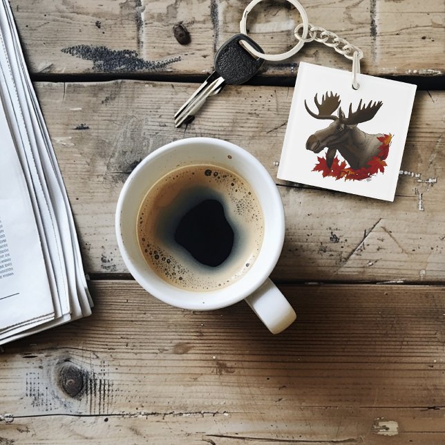 Moose Red Maple Leaves Keychain (Creator Uploaded)