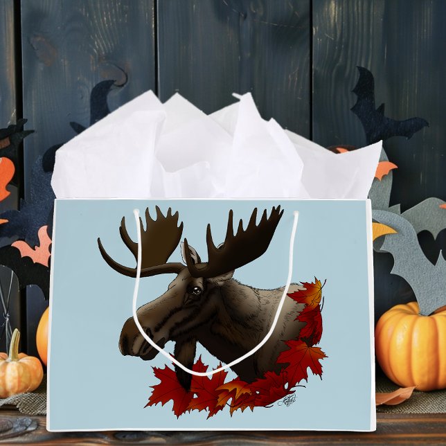 Moose Red Maple Leaves Large Gift Bag (Creator Uploaded)