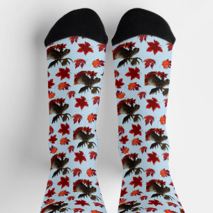 Moose Red Maple Leaves Socks