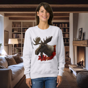 Moose Red Maple Leaves Sweatshirt
