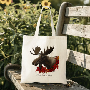 Moose Red Maple Leaves Tote Bag