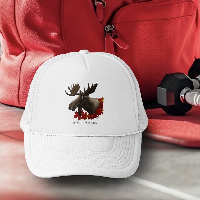 Moose Red Maple Leaves Trucker Hat (Creator Uploaded)