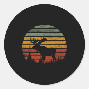 Moose Retro Vintage 80s Funny Moose Lover Gift Ani Classic Round Sticker