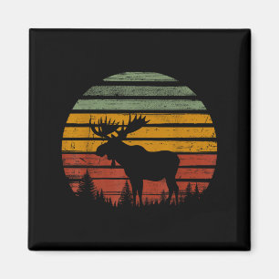 Moose Retro Vintage 80s Funny Moose Lover Gift Ani Magnet