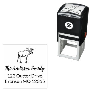 Moose Return Address  Self-inking Stamp