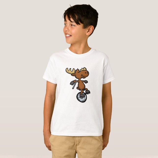 Moose riding unicycle | choose background colour T-Shirt (Front Full)
