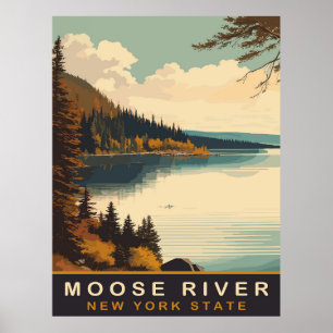 Moose River, NY, Vintage Travel  Poster