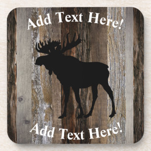 Moose Rustic Barn Board Vintage Wood Rustic Wood Coaster