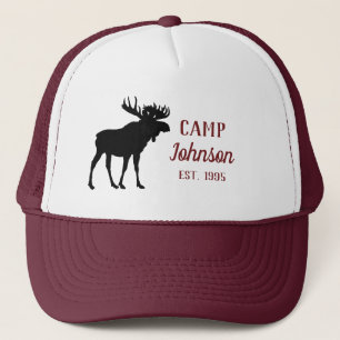 Moose Rustic Family Camp Burgundy Red Trucker Hat