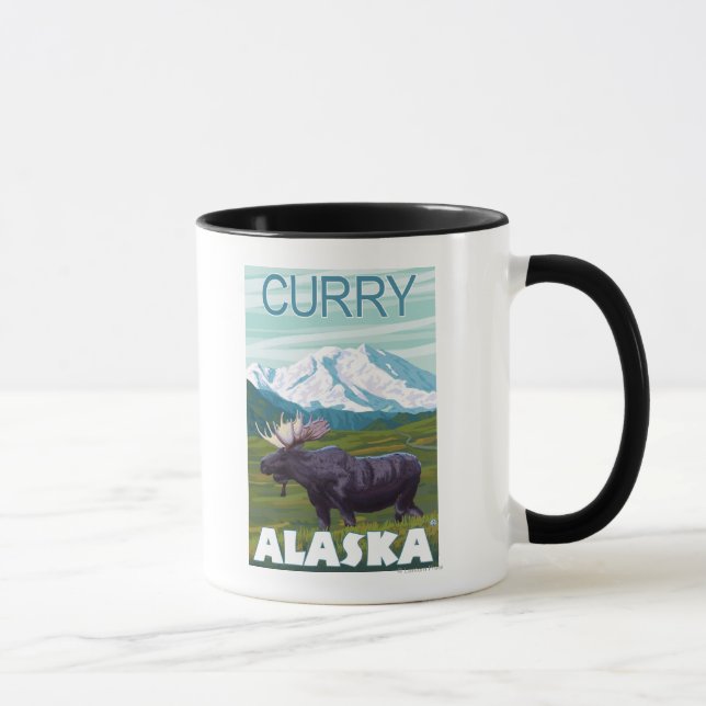 Moose Scene - Curry, Alaska Mug (Right)