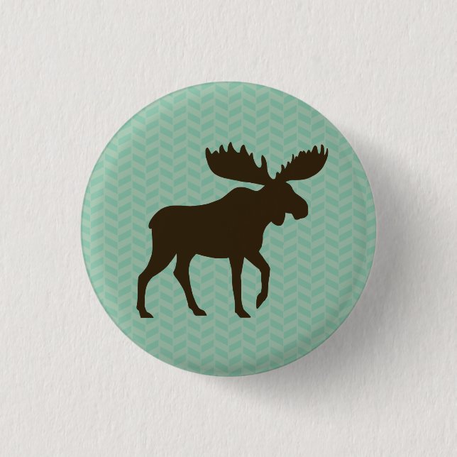 Moose Silhouette 1 Inch Round Button (Front)