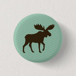 Moose Silhouette 1 Inch Round Button