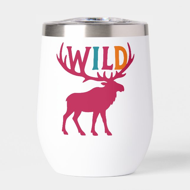 Moose silhouette art with wild antler typography (Front)