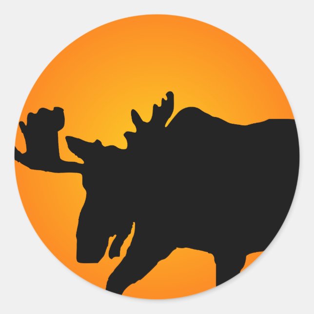 Moose Silhouette Classic Round Sticker (Front)