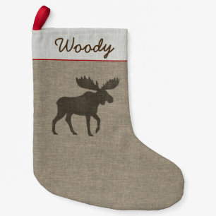 Moose Silhouette Country Wildlife Personalized Small Christmas Stocking