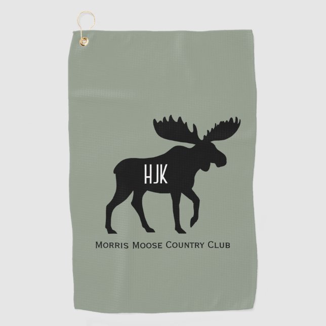 Moose Silhouette Custom Name Wildlife Wild Animal  Golf Towel (Front)