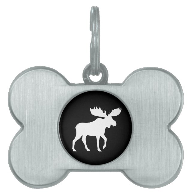 Moose Silhouette Pet Name Tag (Front)