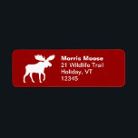 Moose Silhouette Red and White Return Address<br><div class="desc">Add a touch of the wild to your personal and business letters with these moose silhouette return address labels. Walking moose silhouette with easy customization to add your text. Red and white design has a cozy winter cabin feel, great for holiday cards. Visit Jenn’s Doodle World for even more wildlife...</div>