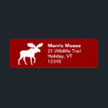 Moose Silhouette Red and White Return Address<br><div class="desc">Add a touch of the wild to your personal and business letters with these moose silhouette return address labels. Walking moose silhouette with easy customization to add your text. Red and white design has a cozy winter cabin feel, great for holiday cards. Visit Jenn’s Doodle World for even more wildlife...</div>