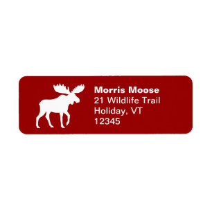 Moose Silhouette Red and White Return Address