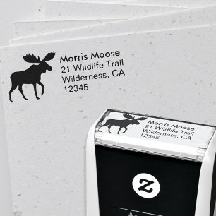 Moose Silhouette Return Address Self-inking Stamp
