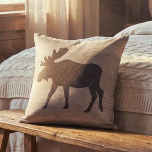 Moose Silhouette Reversible Throw Pillow