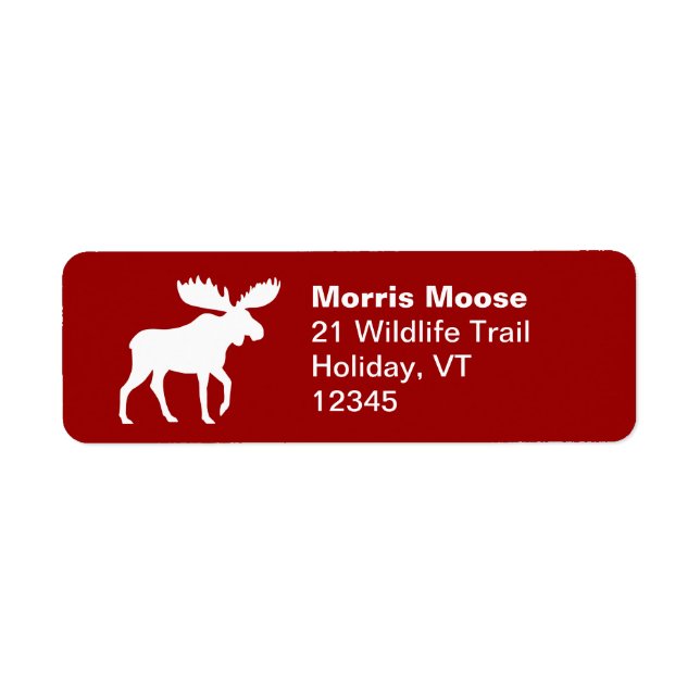 Moose Silhouette Rouge et blanc Adresse de retour (Devant)