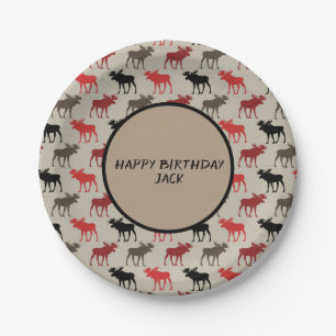 Moose Silhouettes Personalized Paper Plate