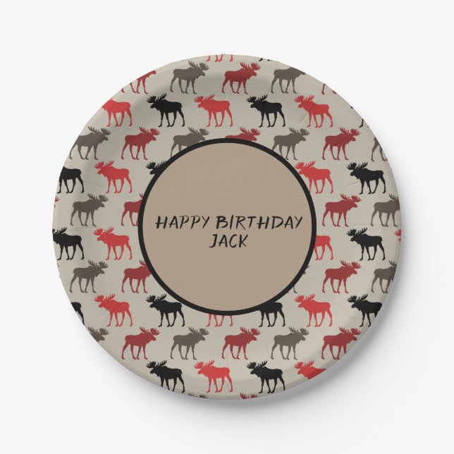 Moose Silhouettes Personalized Paper Plate (Front)