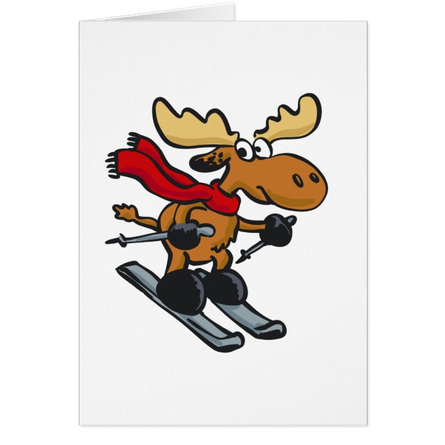 Moose skier cartoon | choose background colour (Front)