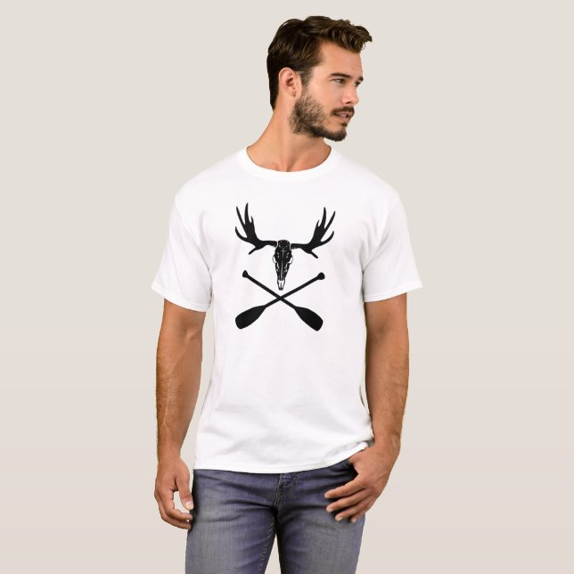 Moose Skull and Crossed Paddles T-Shirt (Front Full)