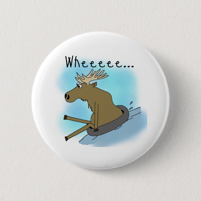 Moose Snow  Tubing 2 Inch Round Button (Front)