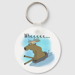 Moose Snow  Tubing Keychain