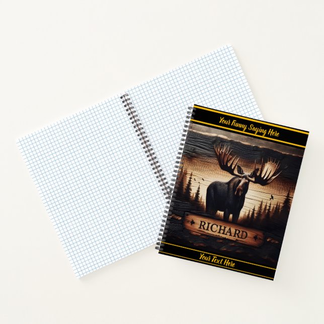 Moose stands proud at sunset in forest notebook (Inside)