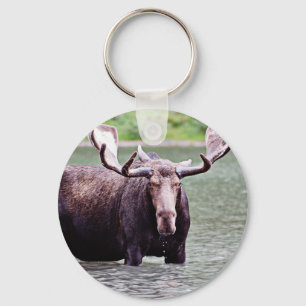 Moose Stare Down Keychain