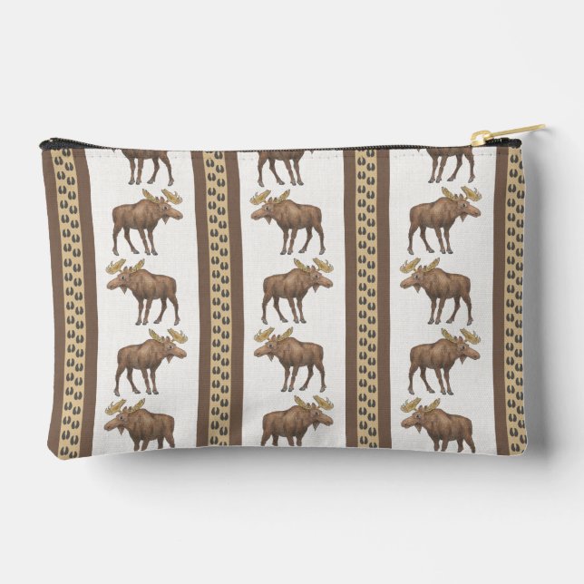 Moose Stripe Zipper Pouch  (Back)