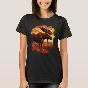 Moose Sunset Vintage Retro Nature Wildlife Moose T-Shirt