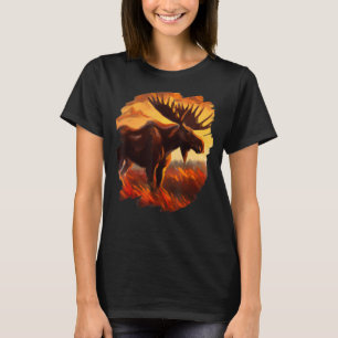 Moose Sunset Vintage Retro Nature Wildlife Moose T-Shirt