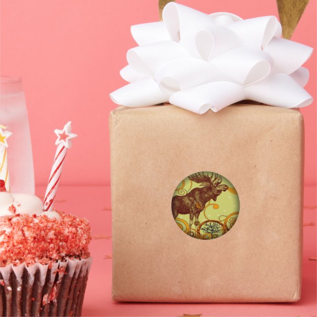 Moose T-shirts - Classic Round Sticker (Party)